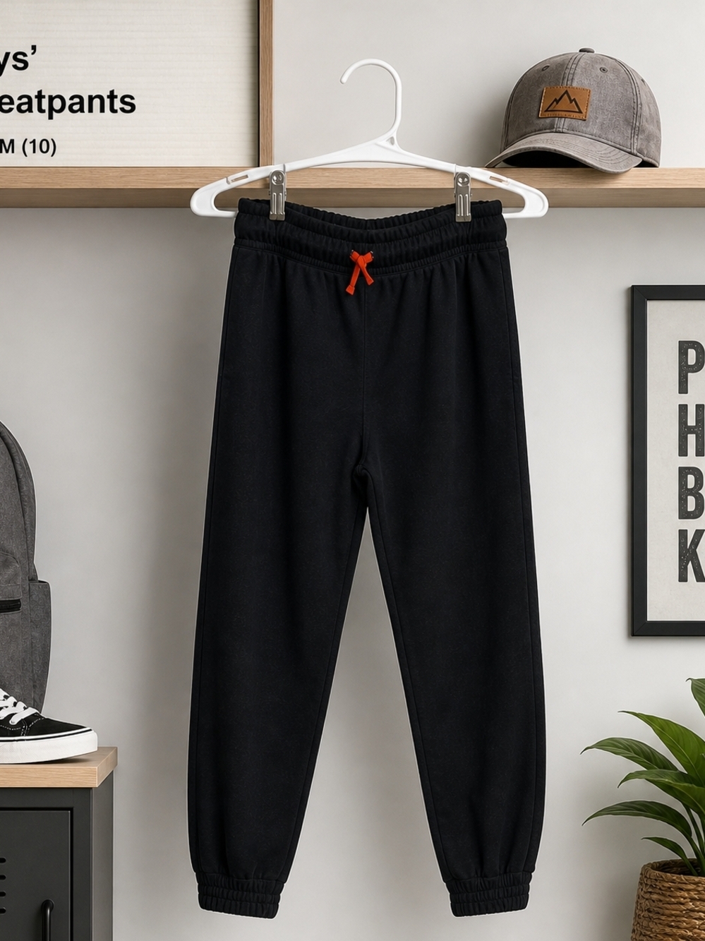 Kids Black Joggers with Red Drawcord - Comfortable Everyday Sweatpants